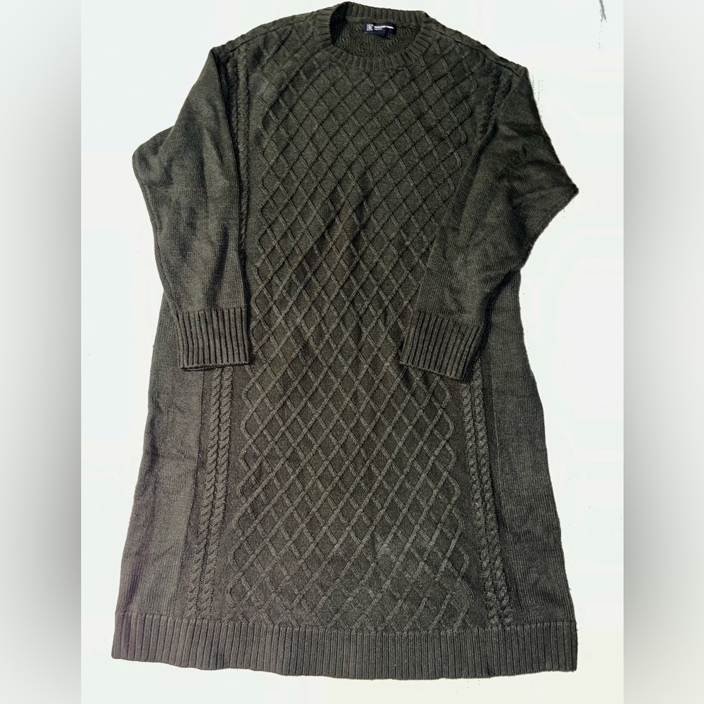 Dark Green Cableknit Sweater Dress